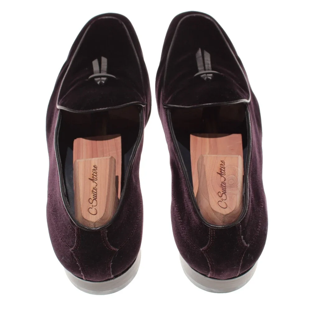 Di Bianco NWB Tasseled Slip On Loafers Size 9 US in Dark Purple Velvet